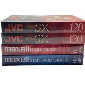 Jvc High Performance VHS Tapes (2) & Maxell High & Standard Grade VHS Tapes (2)